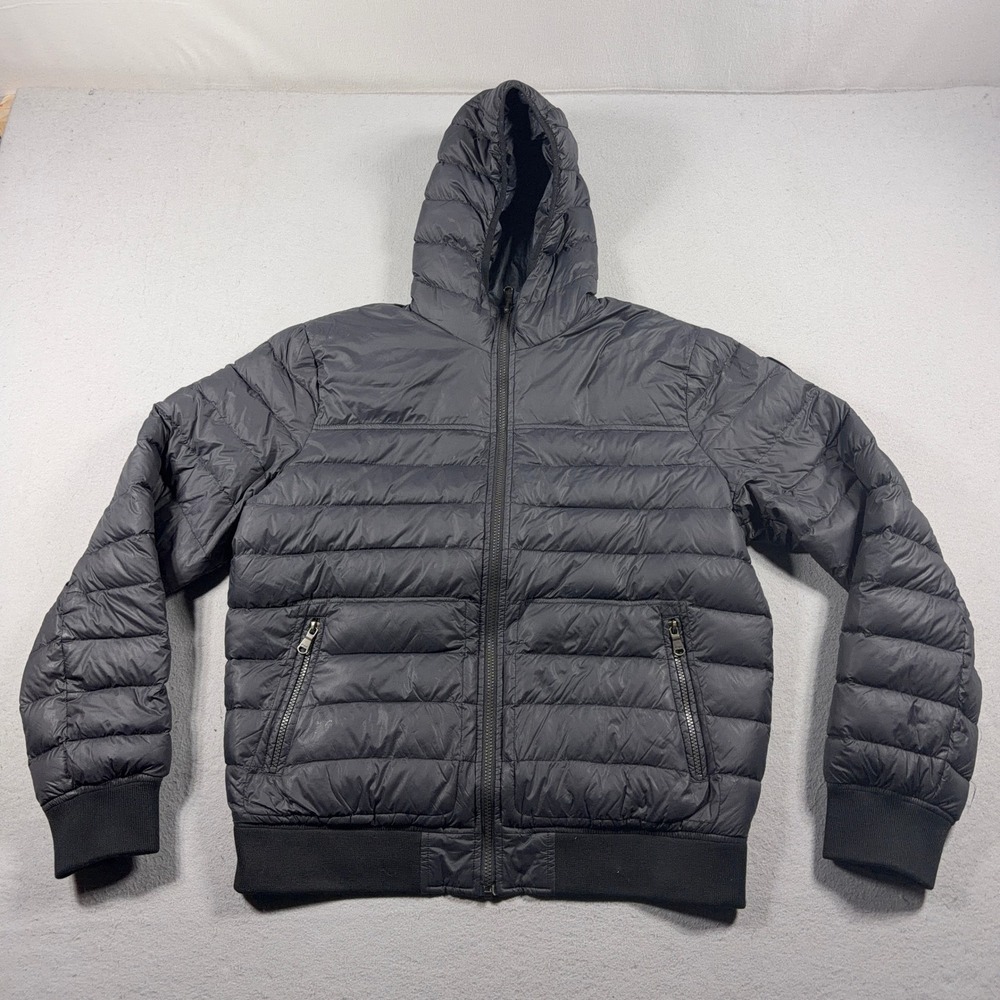 Pajar Canada Reversible Down Puffer Jacket Men Large Hooded Black Camo Gorpcore